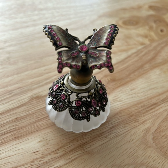 Glass Gemmed Butterfly Perfume Bottle - Picture 1 of 10